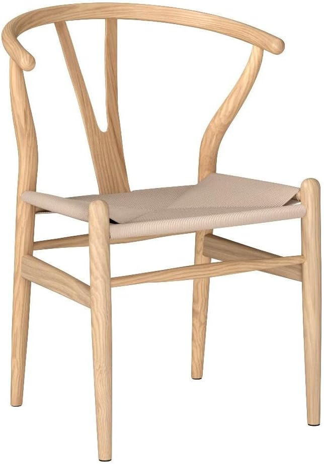Wishbone Chair Natural Solid Wood Dining Chair/Hans Vegner Y Chair Rattan and Wood Accent Armrest... | Amazon (US)