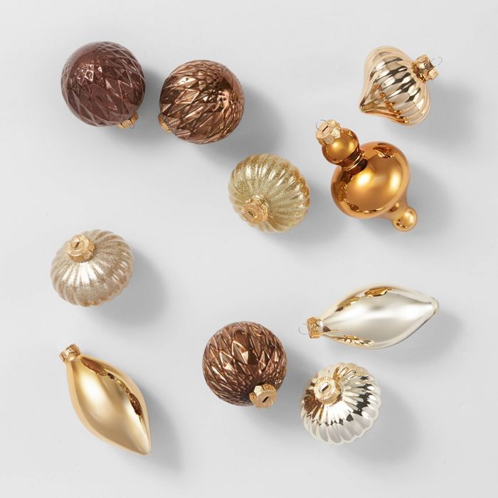 10ct Mixed Metals Glass Ornaments Gold Copper Bronze - Wondershop™ | Target