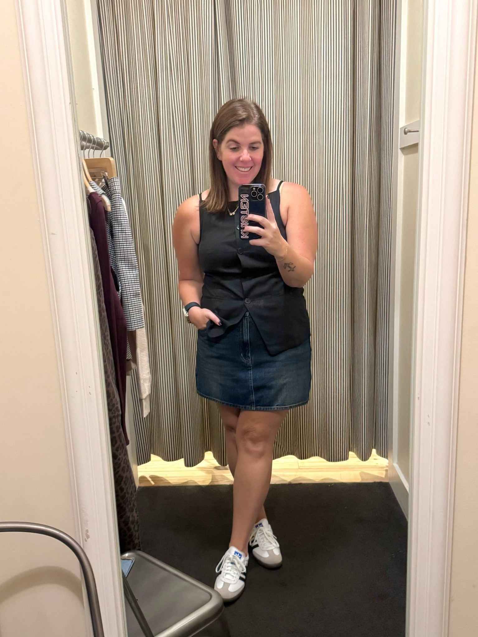 This is still one of my favorite looks recently! The denim skirt runs TTS and it is on sale for $89.99! The vest also runs TTS and it is on sale for $69.99! Not only are these items on sale, but you get 40% off with code MADEWELL!

#LTKStyleTip #LTKFindsUnder100 #LTKSaleAlert