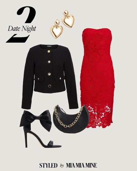 Date night outfit / Valentine’s Day outfit 
Express tweed jacket
Express red lace dress
Express bow detail heels 
Baublebar heart earrings



#LTKshoecrush #LTKunder100 #LTKstyletip