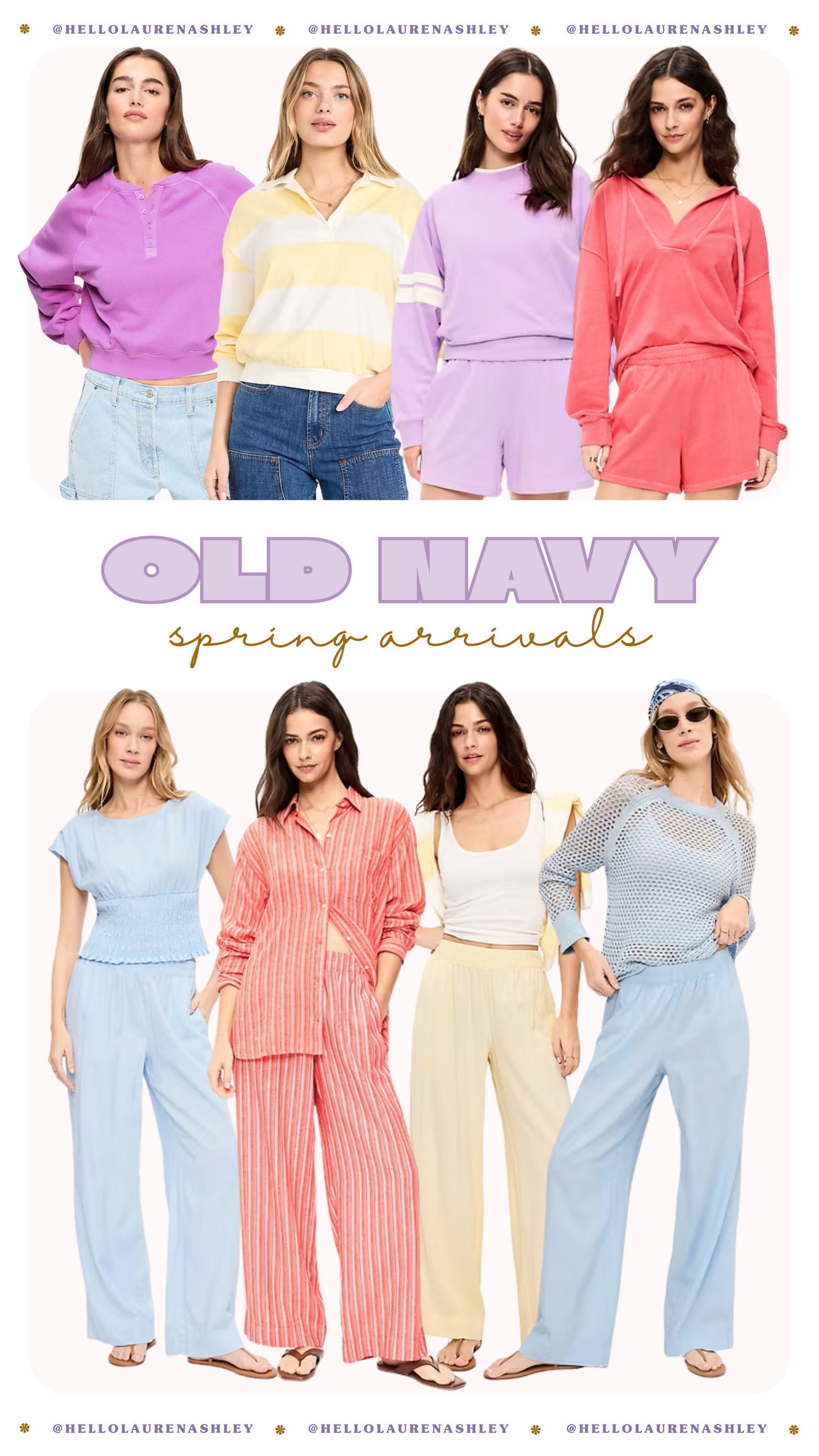Old Navy spring arrivals are so good right now! Loving the soft pastels, comfy lounge sets, lightweight sweaters and easy wide leg pants for spring outfits. Perfect affordable spring fashion finds for everyday mom life!
 

 #LTKSpringSale #LTKmomlife #LTKSeasonal