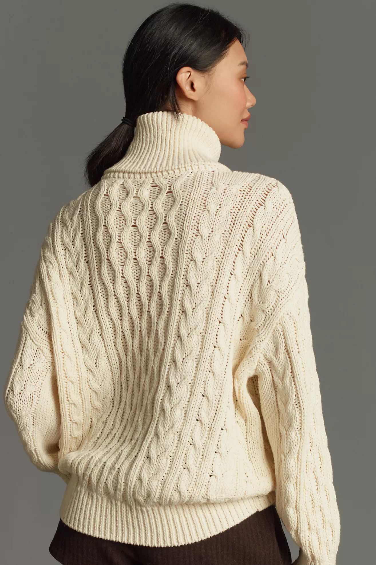 Pilcro Oversized Turtleneck Cable-Knit Sweater | Anthropologie (US)