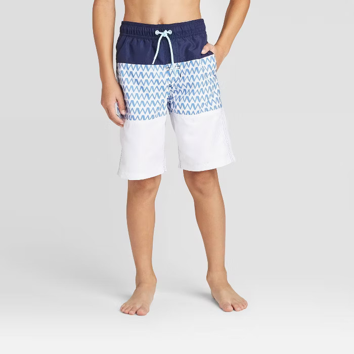 Boys' Three Color Waves Swim Trunks - Cat & Jack™ Navy | Target