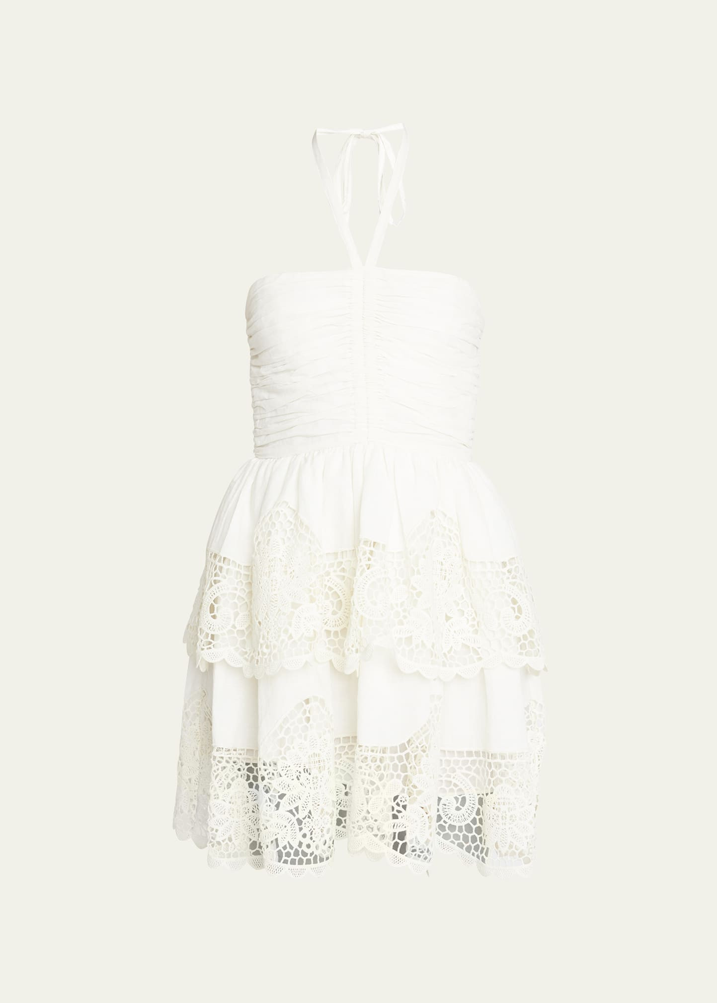 Ulla Johnson Savannah Embroidered Halter Mini Dress | Bergdorf Goodman