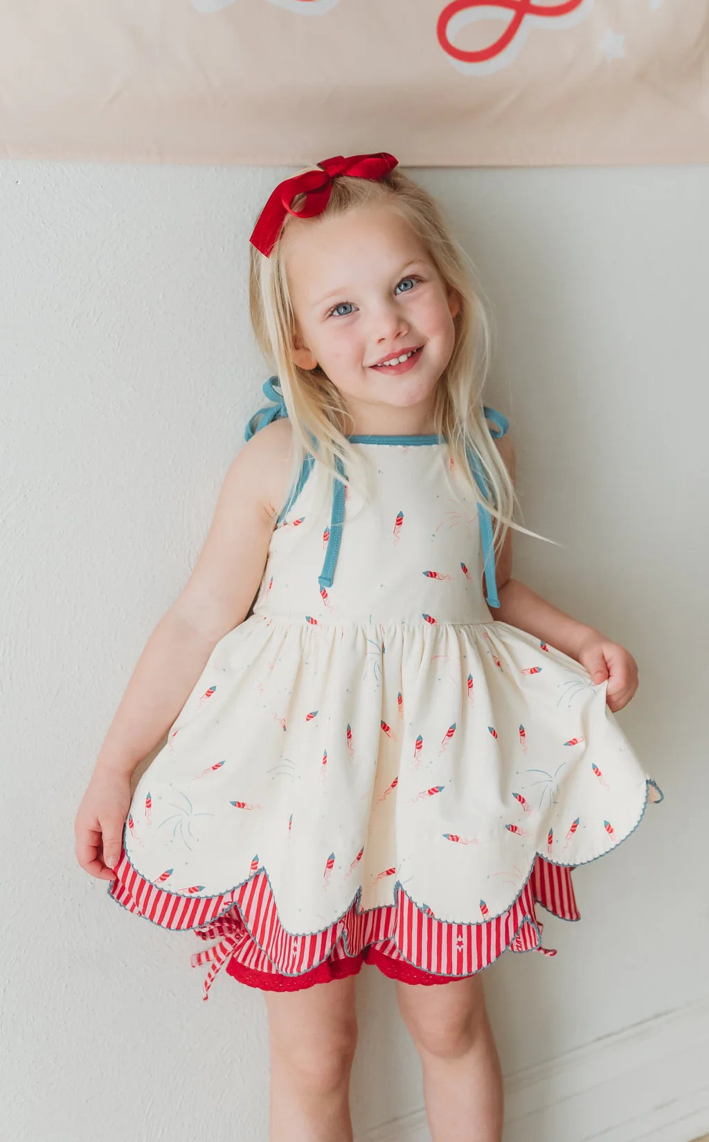 Scallop Tunic Set - Red, White, and Boom | Love and Grow Clothing Co