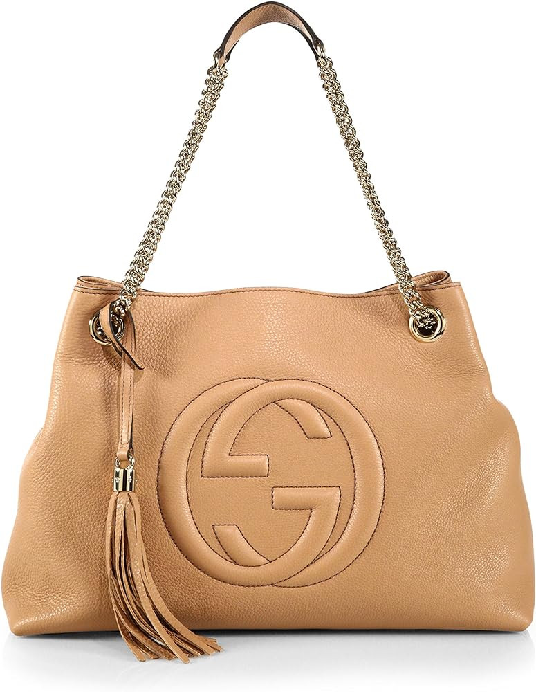 Gucci Camelia Camel Pebbled Leather Soho Shoulder Hand Bag Tassel | Amazon (US)