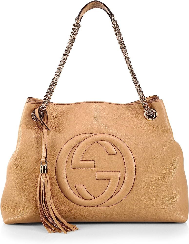 Gucci Camelia Camel Pebbled Leather Soho Shoulder Hand Bag Tassel | Amazon (US)