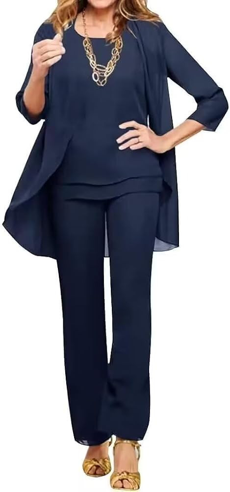 3 Pieces Mother of The Bride Pant Suits for Wedding Chiffon Pant Suits for Women Dressy Cocktail ... | Amazon (US)