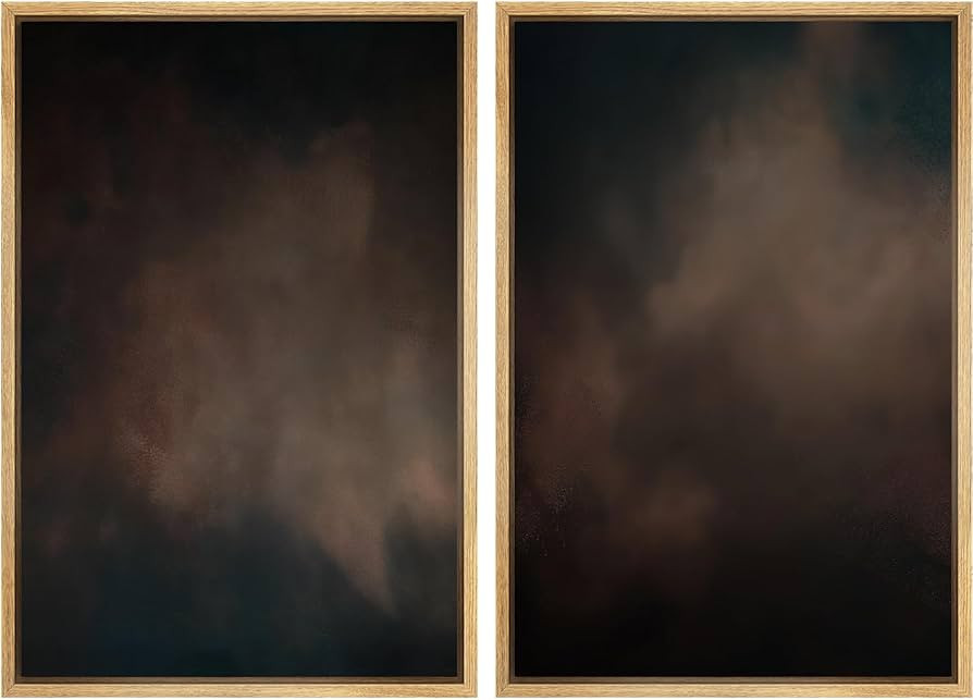 SIGNFORD Framed Canvas Print Wall Art Set Moody Dark Abstract Earth Tones Illustration Modern Art... | Amazon (US)