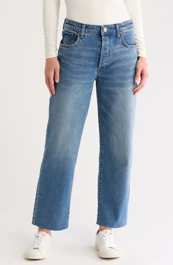 KUT from the Kloth Fay High Waist Raw Hem Ankle Straight Leg Jeans | Nordstrom | Nordstrom