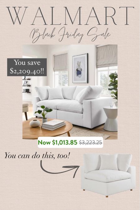 This discount is insane y’all!! This plush couch comes in several different colors and sizes. I love that you can separate the couch to make smaller chairs! This Walmart Black Friday deal is just one of many great deals on home furniture, home decor, and tons of Christmas gift ideas as well! I linked a few of those other items as well!

Living room furniture,  couch, loveseat, home furnishings, white couch, cream couch, neutral furnituree

#LTKCyberWeek #LTKhome #LTKHolidaySale