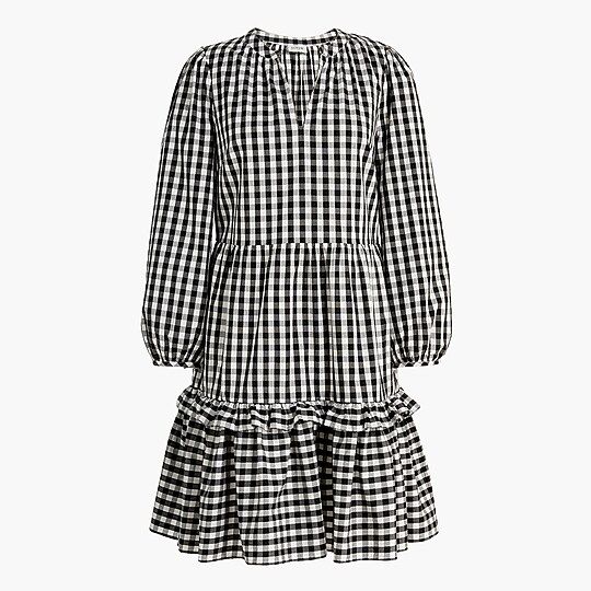 Petite Cotton poplin tiered ruffle mini dress | J.Crew Factory