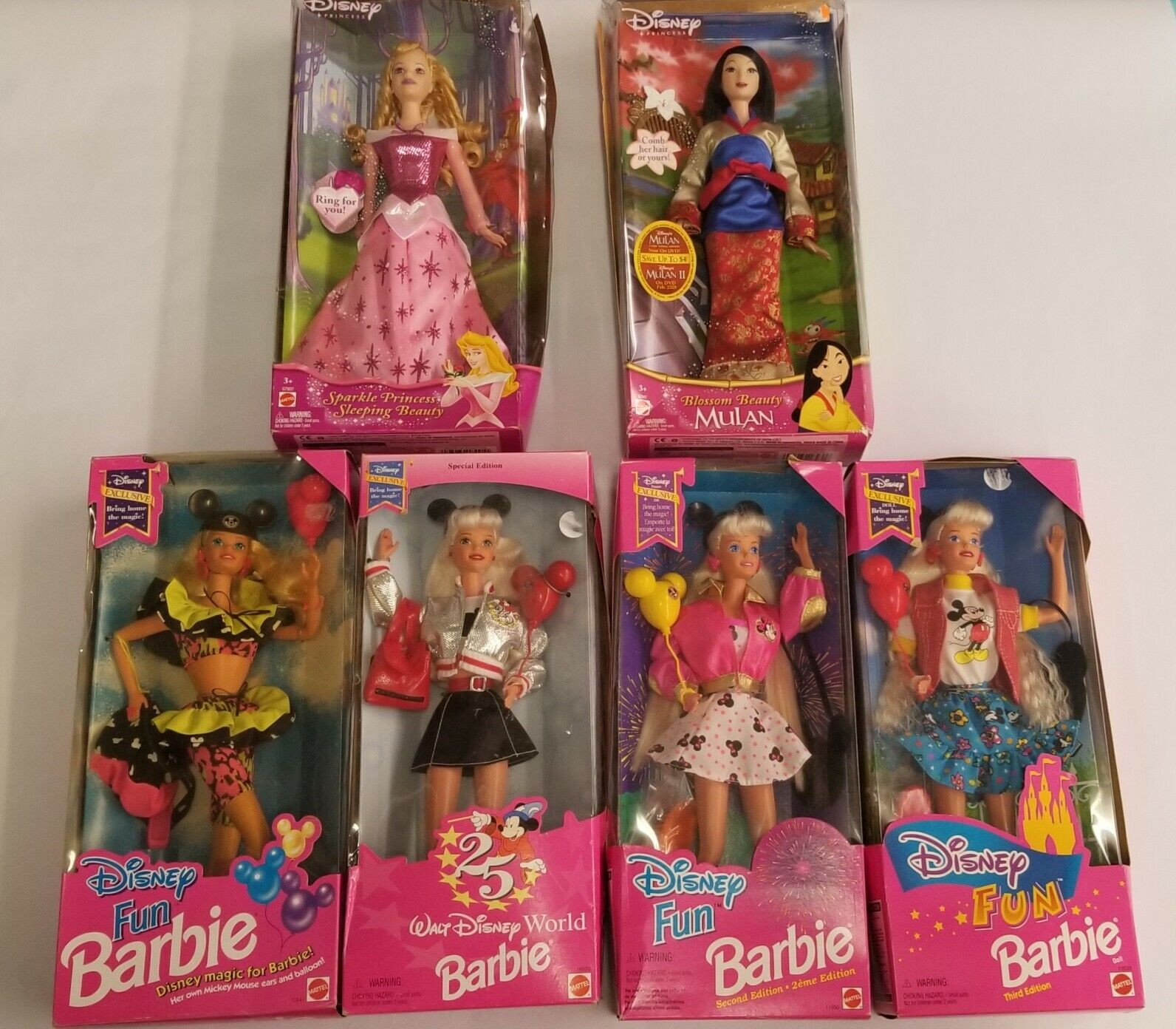 6 NIB Disney Barbies - 4 Disney Fun Barbies 90s & 2 Disney Princess Barbies 2004  | eBay | eBay US