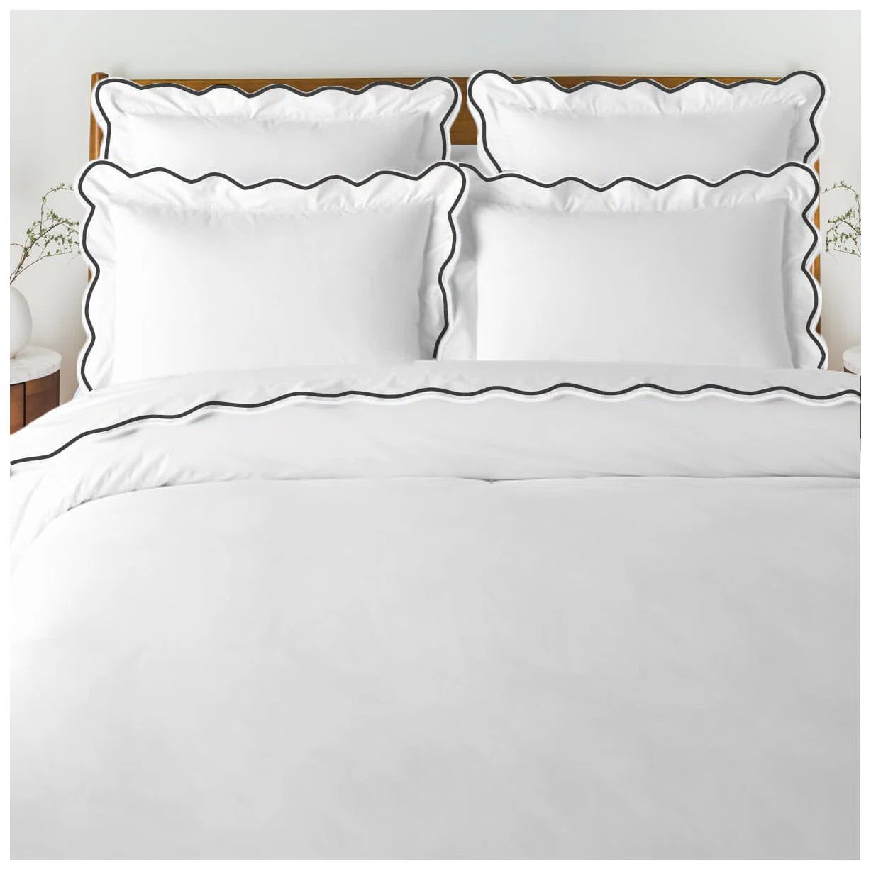 400TC Cotton Scallop Embroidery Sateen Duvet Cover Set | Wayfair North America