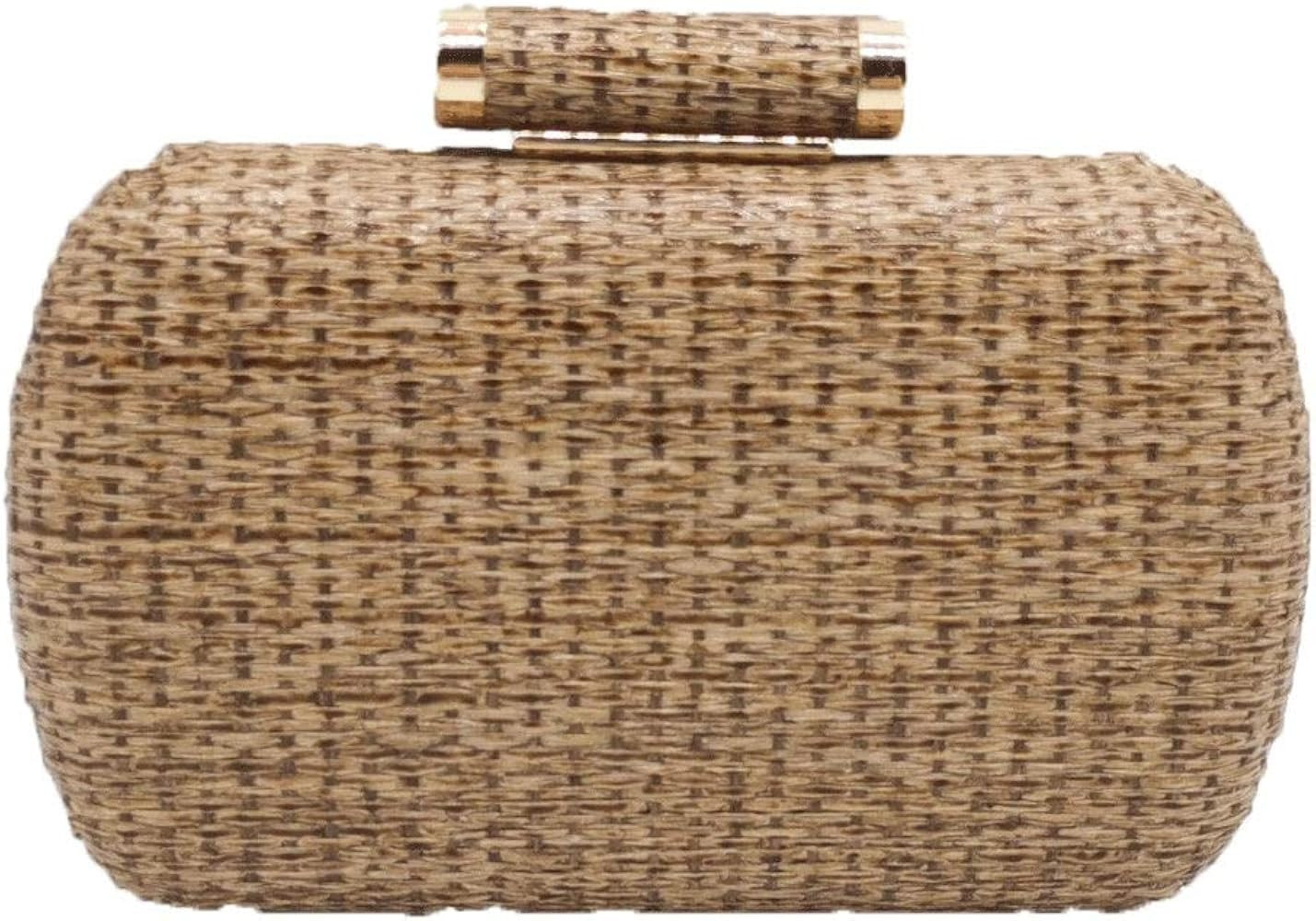 Boutique De FGG Straw Clutch Purse for Women Wedding Party Straw Evening Handbags Summer Beach Ba... | Amazon (US)