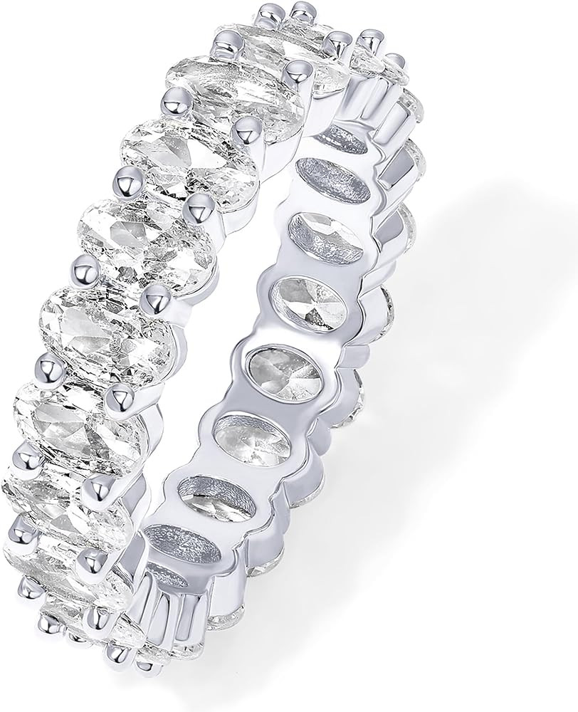 PAVOI 14K Gold Plated Rings Oval Cubic Zirconia Love Ring | Eternity Ring | 5mm Stackable Rings f... | Amazon (US)