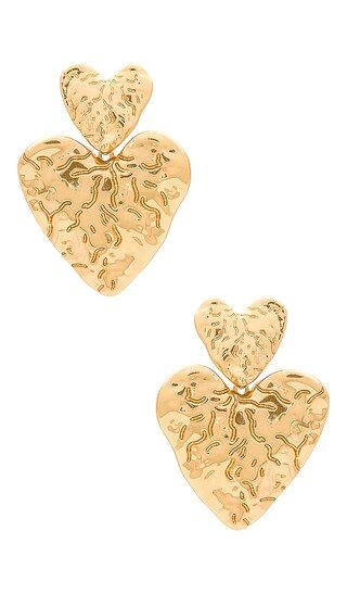 Double Heart Earrings in Gold | Revolve Clothing (Global)