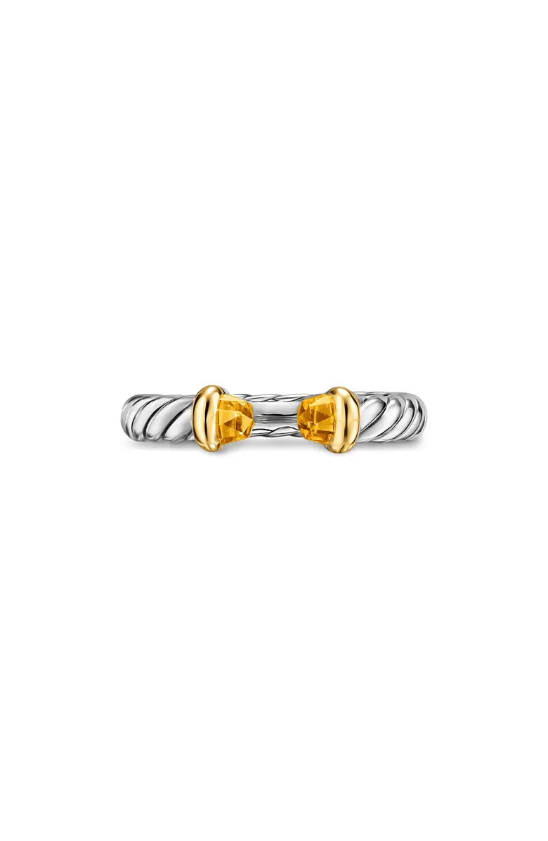 Petite Cable Open Ring in Sterling Silver with 14K Yellow Gold, 3.4mm | Nordstrom