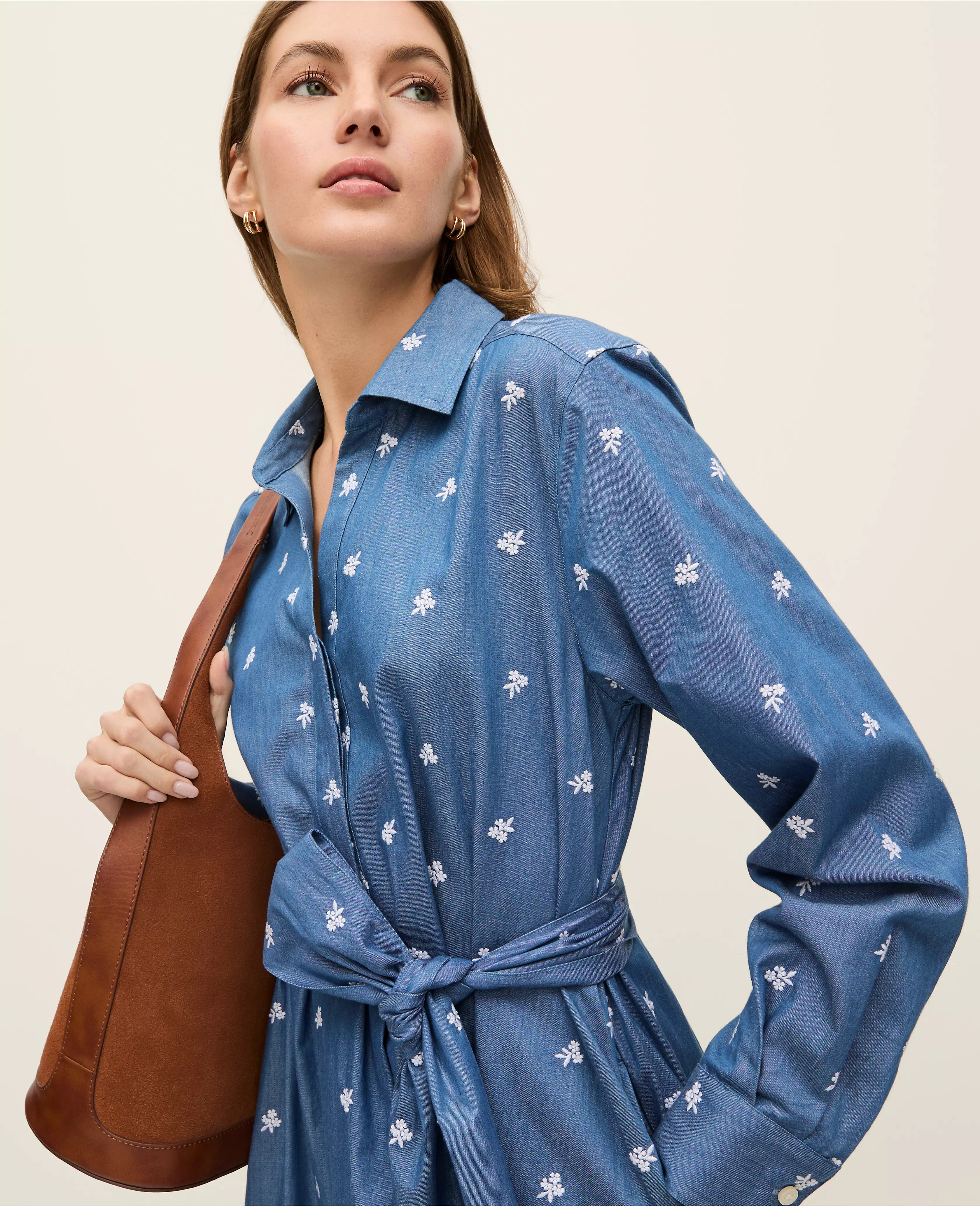 Weekend Collection Embroidered Belted Dress | Ann Taylor