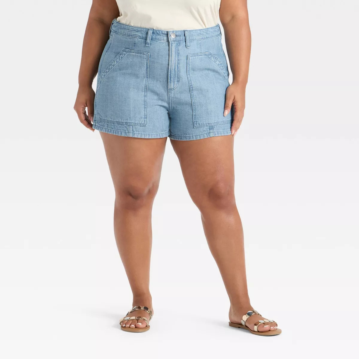 Women's High-Rise Utility Denim Shorts - Universal Thread™ Medium Wash 30 | Target