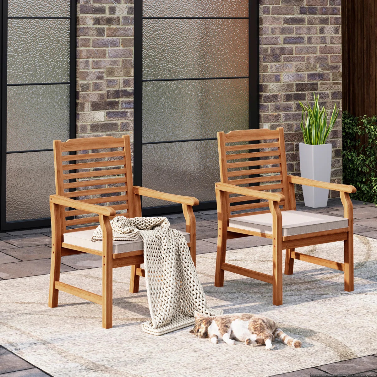 Tameyah Premium All-Weather Wicker Outdoor Dining Armchair with Cushion (Set of 2) | Wayfair North America