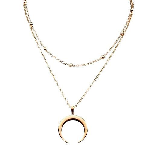 JczR.Y Fashion Vintage Resin Big Horn Shaped Crescent Moon Pendant Choker Necklace with Chain for... | Amazon (US)