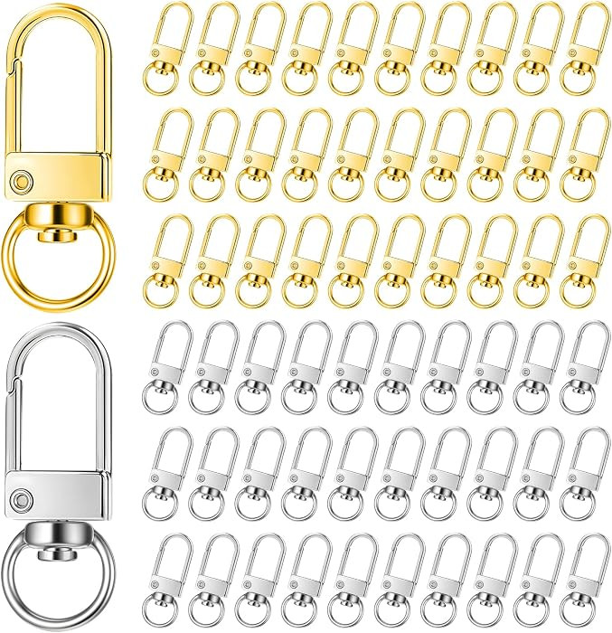 60Pcs Metal Lobster Claw Clasps Silver Swivel Snap Keychain Hooks for Making DIY Crafts Lanyard P... | Amazon (US)