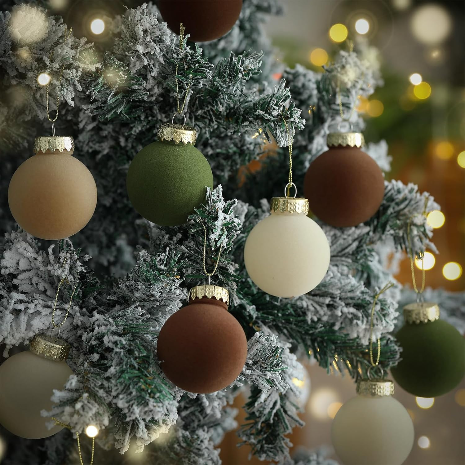 12 PCS Scented Velvet Christmas Balls Winter Fir Scent Velvet Christmas Tree Ball Ornaments Flock... | Amazon (US)