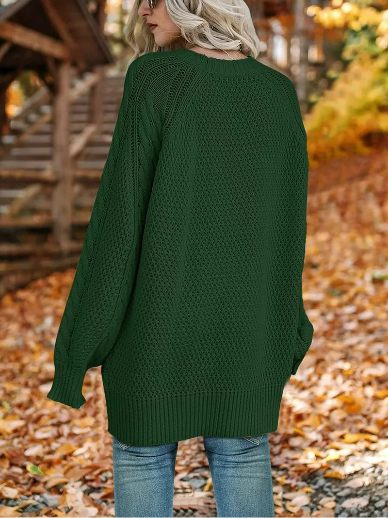 MOSHU Oversized Sweaters for Women Cable Knit Chunky Pullover Sweater | Walmart (US)