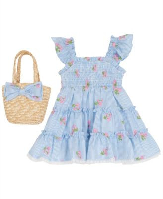 Girls' 2T-6X 2 Embroidered Square Neck Dress and Bag, 2-Piece Set | Macy's