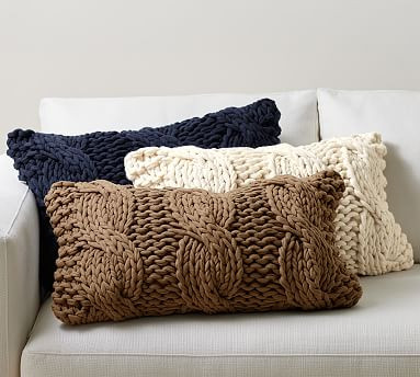Colossal Handknit Lumbar Pillow Cover | Pottery Barn (US)