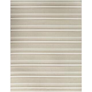 Hampton Bay Beige 8 ft. x 10 ft. Striped Indoor/Outdoor Patio Area Rug 3113344 - The Home Depot | The Home Depot