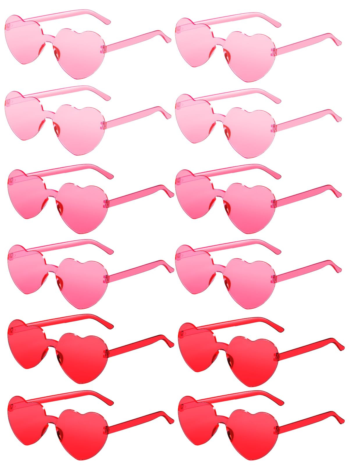 12 Pairs Heart Shaped Sunglasses for Women Colorful Glasses Fun Trendy Transparent Heart Sunglass... | Amazon (US)