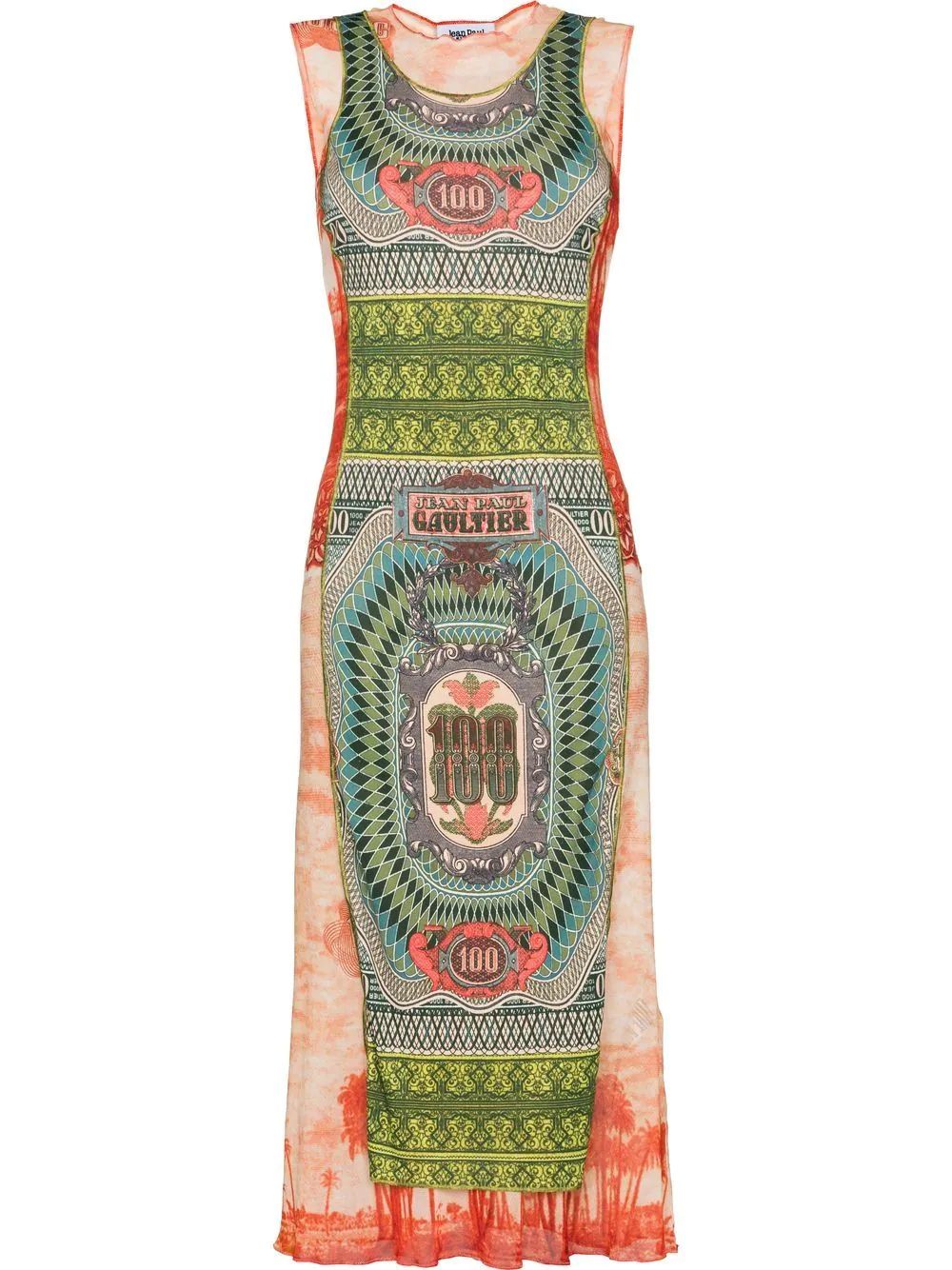 Jean Paul Gaultier Bank Note Printed Midi Dress - Farfetch | Farfetch Global