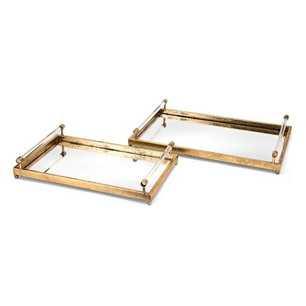 Carter Antiqued Gold Decorative Trays (Set of 2) | Bed Bath & Beyond