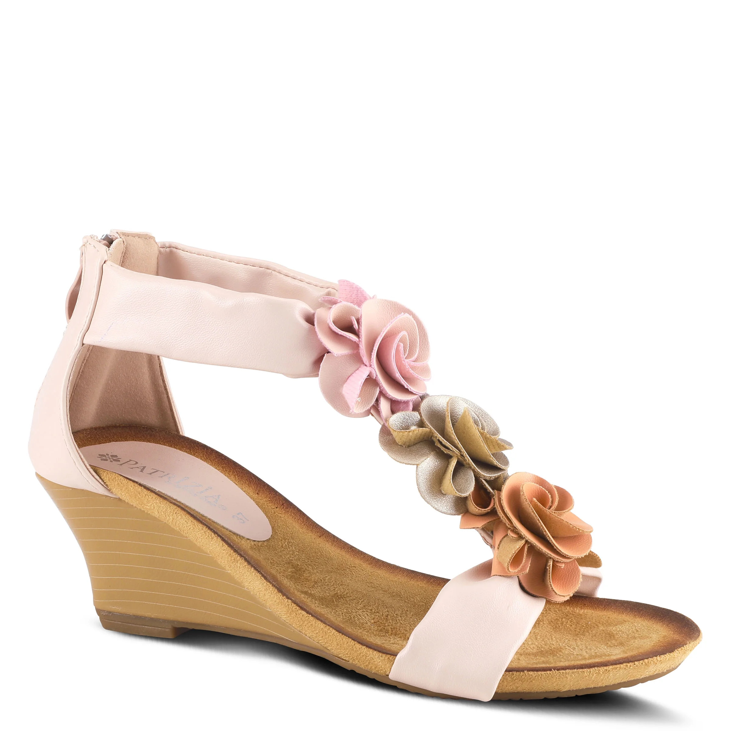 PATRIZIA Women's HARLEQUIN Ankle Strap T-Strap Wedge Sandals - Floral Design, Cushioned Insole, B... | Walmart (US)