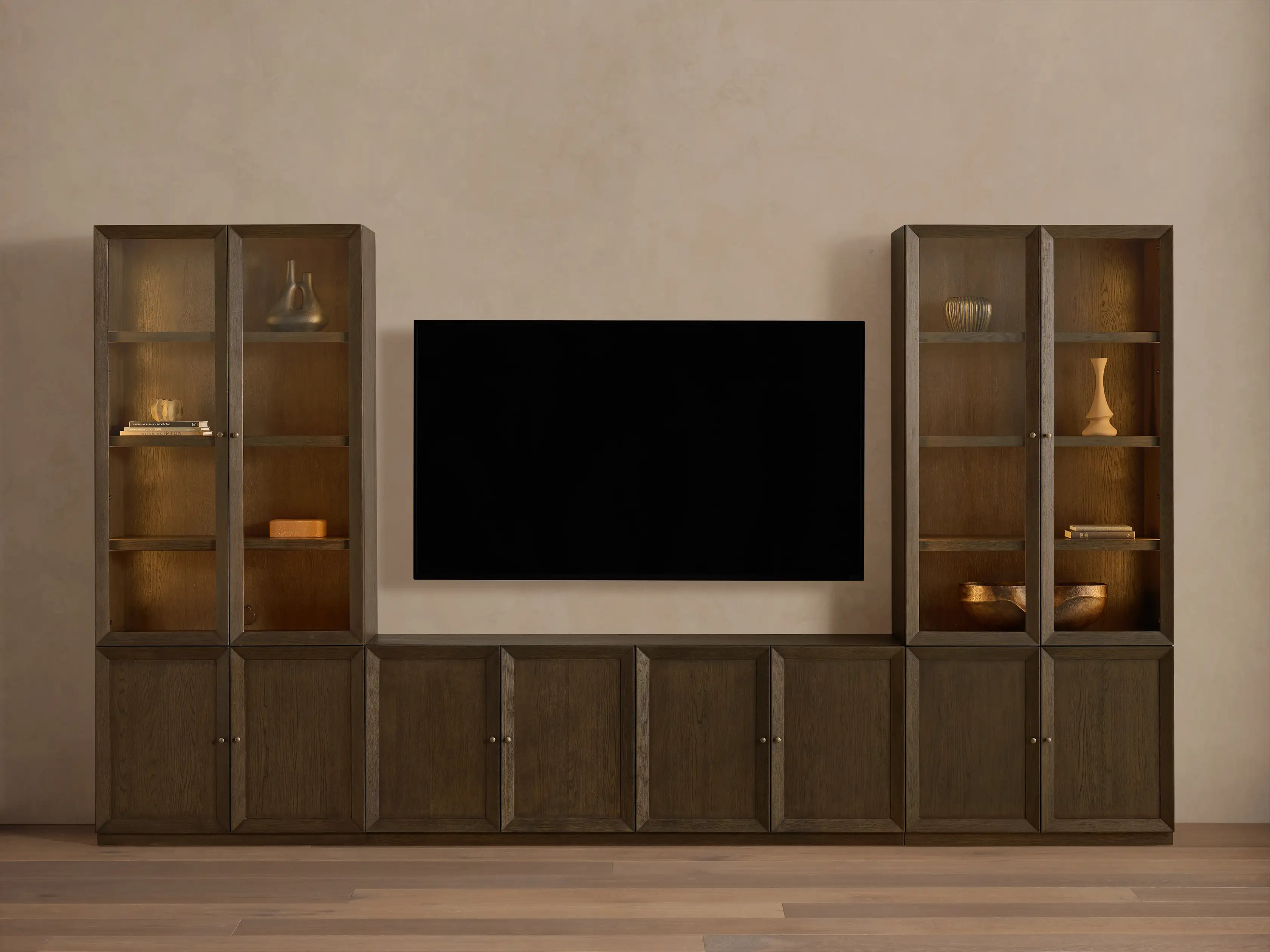 Nason Modular Glass Media Cabinet Set | Arhaus