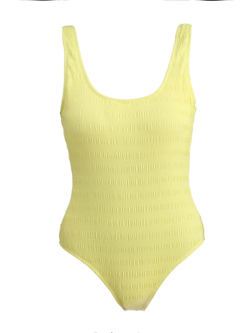 No Boundaries Women's and Women's Plus Scoop Neck Smocked One Piece Swimsuit, Sizes XXS-XXL | Walmart (US)