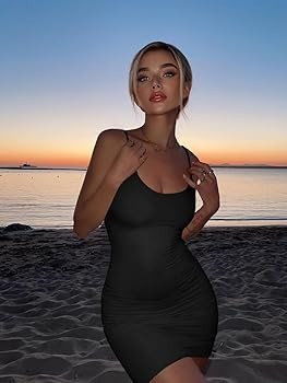 LCNBA Sexy Spaghetti Strap Tank Dress Basic Backless Bodycon Club Party Mini Dress | Amazon (US)