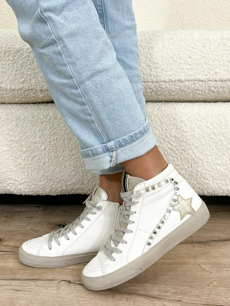 Studded High Top Sneaker | White | FINAL SALE | Talulah