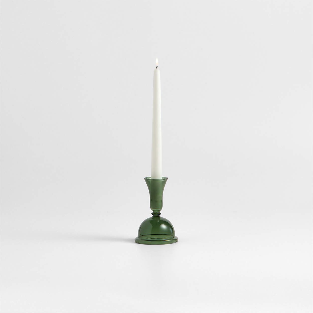 Milano Large Green Glass Taper Candle Holder 12.5" + Reviews | Crate & Barrel | Crate & Barrel