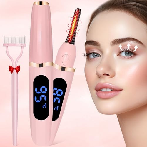 Heated Eyelash Curlers, Heated Eye Lash Curler Best Seller with Comb Electric Eyelash Curler, Rizador De Pestañas LED Display 3 Temp Settings Makeup Tool, USB Charge Natural Curling 24H for Women Gift | Amazon (US)