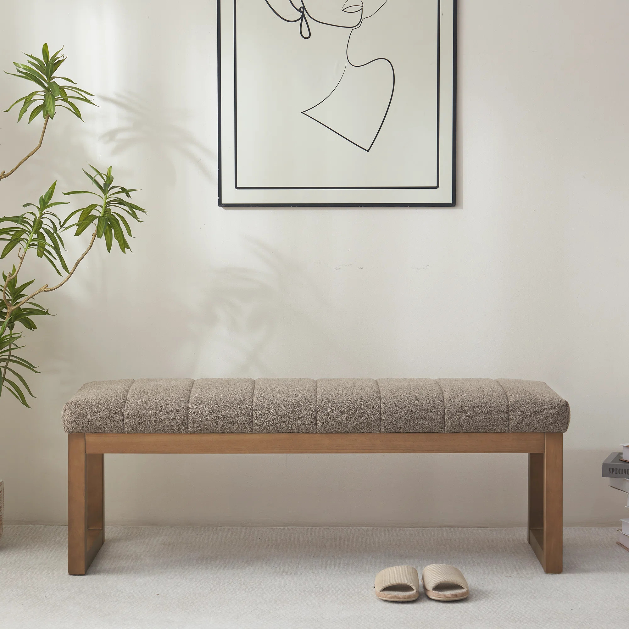 53" Wide Boucle Upholstered Bench | Wayfair North America