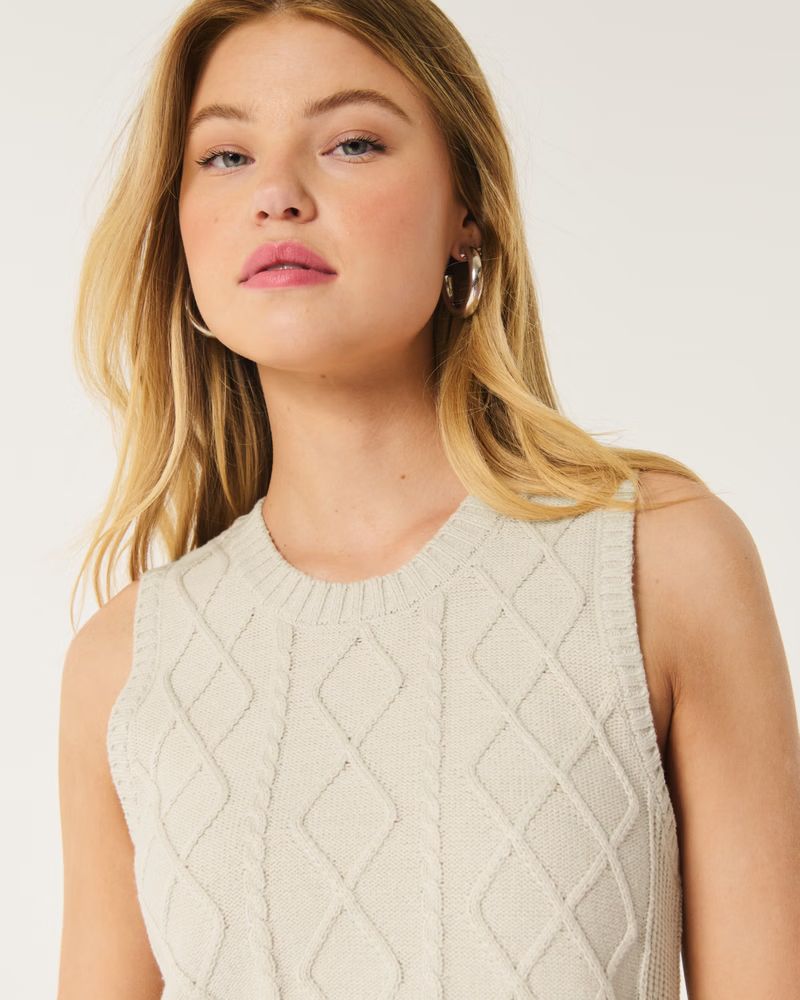 Women's Cable-Knit Crew Sweater Vest | Women's Tops | HollisterCo.com | Hollister (US)