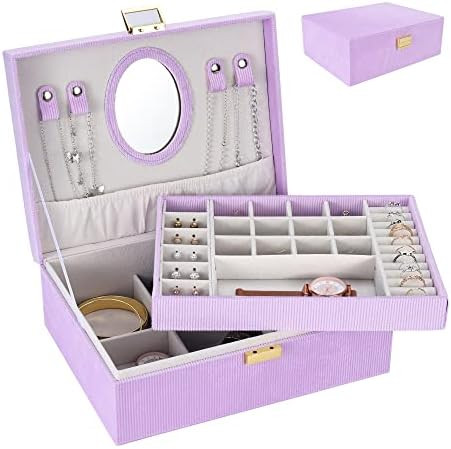 Dajasan Girl's Jewelry Box, Jewelry Organizer Box with Mirror, Velvet Jewelry Box for Little Girl... | Amazon (US)