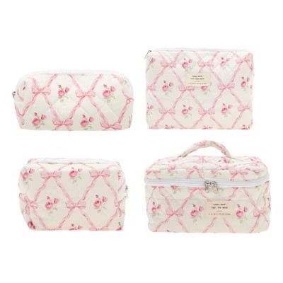 Unique Bargains Bow Handheld Makeup Bag 4 Pcs Pink | Target