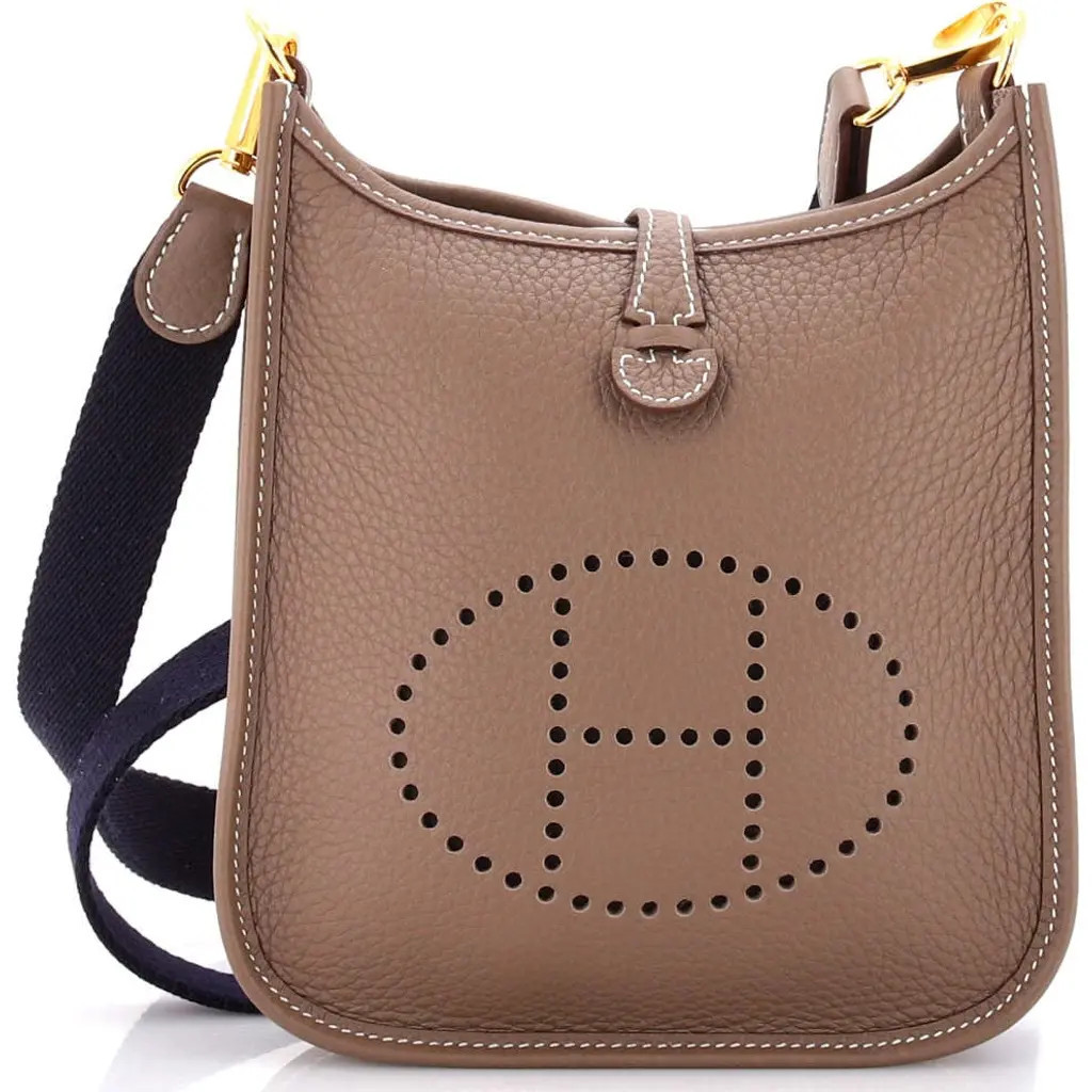 Pre-Owned Hermes Evelyne Bag Gen III Clemence TPM in Etoupe at Nordstrom, Size X-Small | Nordstrom