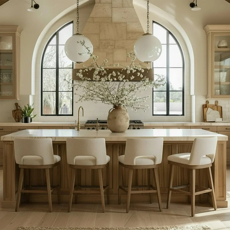 Guyou Linen Bar Stools Set of 4, 26" Modern Counter Height Barstools, Farmhouse Wooden Kitchen Is... | Walmart (US)