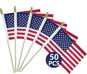 50 Packs Small American Flags on Stick,American Flag for Outside 4x6,Mini Flags/Small US Flags/US... | Amazon (US)