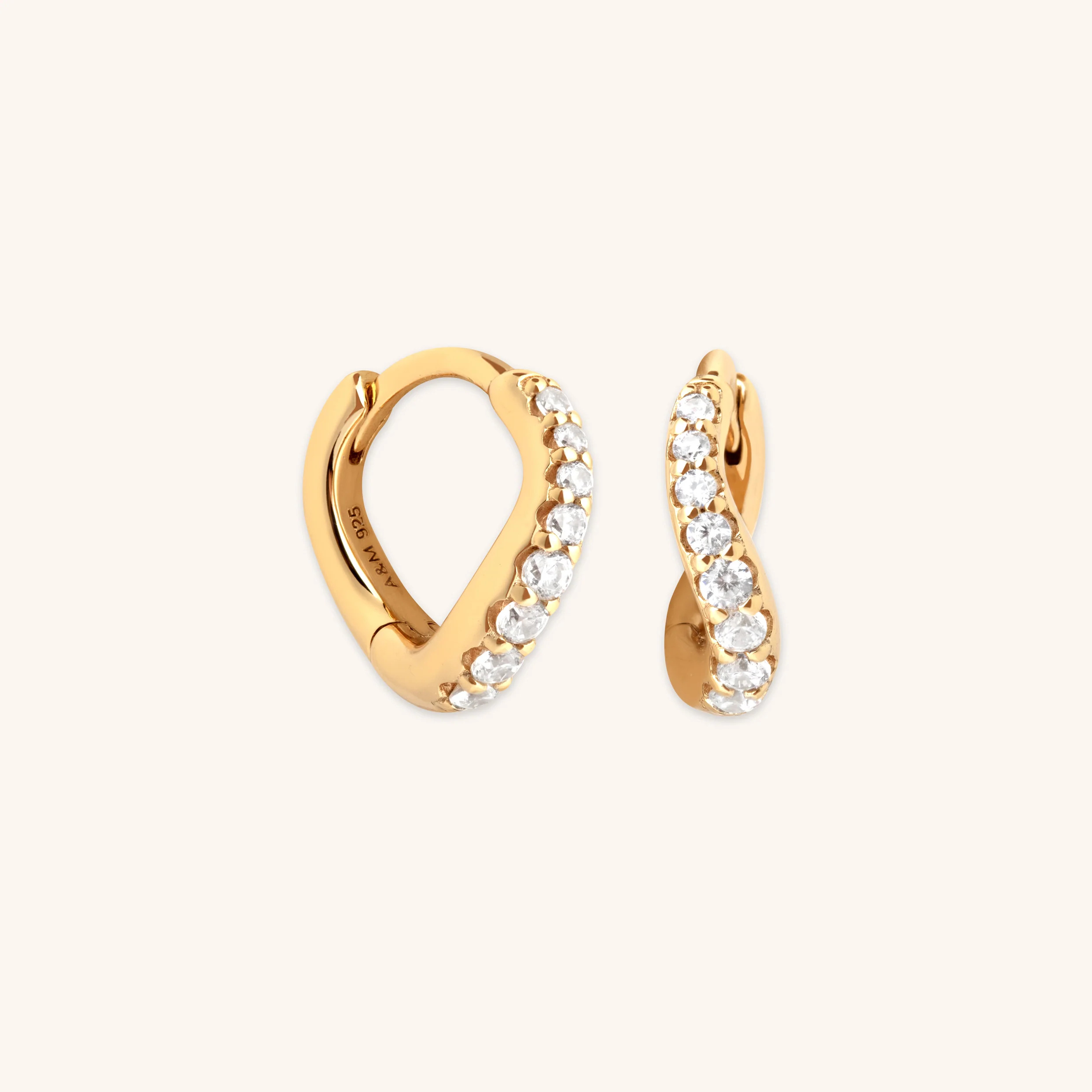 Wave Crystal Huggies in Gold | Astrid & Miyu UK